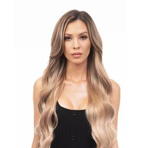 BELLAMI Silk Seam 240g 22" Bronzed Caramel Marble Blend Clip In Extensions